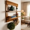 Verona Wooden Wall Shelf Organiser With Key Holders