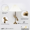 Torre Brass Finish Aluminium Table Lamp With White  Cotton Shade