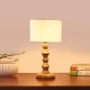 Devansh Off White Cotton Table Lamp With  Wood Natural Base  (7X7X15.5 Inches)-2