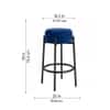 Doe Buck Modern Blue Upholstered Counter Height Bar Stool with Black Metal Frame