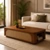 Linden Sheesham Wood Cane Coffee Table in Walnut Finish