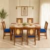 Globally Indian Bastien Solid Sheesham Wood 6 Seater Dining Table Set 6 Chairs Navy Blue