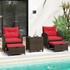 Carry Bird Wicker Patio Furniture Outdoor Balcony Chairs In Brown And Red Colour