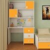Flora Kids Study Desk cum Bookshelf with Shuttered Cabinets Open Shelves and Drawers in Ivory Mango Yellow Colour
