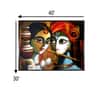 Red Blue Radha Krishna Madhubani Canvas Wall Prints Canvas Wall Prints Set of 2 Multicolor Matte