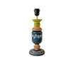 Multicolor Stone Finish Handpainted And Hancarved Distress Wooden Table Lamp