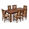 Globally Indian Corinne Solid Sheesham Wood 6 Seater Dining Table Set 6 Chairs Beige