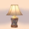 Devansh Off-White Cotton Shade Lamp With Wood & Mosaic Glass Base For Decoration/Office/Home/Gifting/Study For Decoration/Office/Home/Gifting/Study