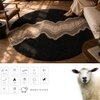 Handmade Round Natural Wool Rug Abstract Canyon Black 5 Feet Carpet