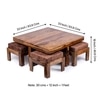 Blane Sheesham Wood 4 Seater Coffee Table Set In Teak Finish Brown Sparkle Velvet Cushion