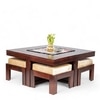 Blane Sheesham Wood 4 Seater Coffee Table Set In Walnut Finish