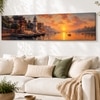Varanasi Ghats Sunset Canvas Wall Art 12 x 46 Inch