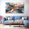 The Castle Decor Marble Abstract Wall Art Set of 5 Wooden Framed  Painting 27x48 Inch Style 2