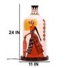 Hand Painted Laurentia Red White Glass Shade Table Lamp with Wooden Base