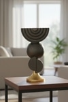 Tribal Abstract Sculpture Showpiece Black and Gold Decorative Table Accent