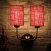 Devansh Metal Electric Wall Light in Gold Colour with Maroon Shade Count of 2 Lights