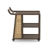 Yura Solid Wood And Cane Bar Trolley (Danish Walnut Finish)
