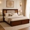 Virasat Solid Wood Compact Queen Bed Hydraulic Storage Provincial Teak Finish Mattress 60 x 72 Inch