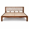 Averra Solid Wood Queen  Size Upholstered Bed Without Storage (Provincial Teak Finish, Golden Colour)