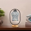 Devansh Multicolor Glass Wooden & Iron  Table Lamp -17 Inch Height  -Apl4