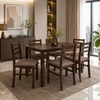 Seattle Starter Dining Set 1+6 (Rubberwood, Dark Cappuccino Finish)