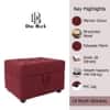 Doe Buck Tufted Storage Ottoman Bench in Maroon Colour Fabric