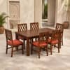 Globally Indian Pranika Solid Sheesham Wood 6 Seater Dining Table Set 6 Chairs Terracotta Orange
