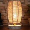 Logan Dholak Bamboo table lamp with White Brushed wood base