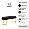 Doe Buck Upholstered Oval Bench in Black Colour with Gold Loop Legs