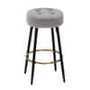 Doe Buck Tufted Counter Height Bar Stool in Grey Colour with Gold Footrest