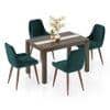 Atlas Crest Solid Wood 4 Seater Dining Table With Rickman Lounge Chairs
