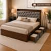 AIAN Cecil King Size Storage Bed with Drawers Walnut