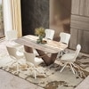 Paloma 6 Seater Jupiter Spanish Ceramic Dining Table With 6 Tulip Dining Chairs (Finish : Jupiter Spanish Ceramic, Chair Colour : Cream)