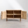 Cayene Solid Mango Wood Sideboard with 2 Door Handcarved in Natural Finish