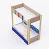 Pine Tree Single Size Bunk Bed In Oak and Blue Colour