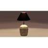 Black cotton with White Brushed Wood Table Lamp