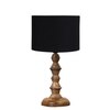 Devansh Black Cotton Table Lamp With  Wood Natural Base (7X7X15.5 Inches)-3