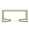 Ivy Rectangular White Marble And Metal Coffee Table In Gold Finish