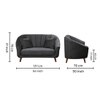 Nilo Velvet 2 Seater Sofa Dark in Grey Colour