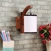 Devansh Solid Wood Electric Wall Light in Brown Colour with White Shade Count of 1 Light