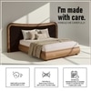 Elowen Softline King Size Bed in velvet With Oak wood Frame & Hydraulic Storage