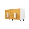 Hexa Red Multipurpose Storage Cabinet With 2 Drawer 4 Door in Frosty White And Giant Wood Colour
