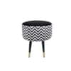 Doe Buck Zik Zak Chevron Printed Ottoman Stool in Black and White Colour with Gold Tipped Legs