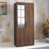 Zoey Engineered Wood 2 Door Wardrobe with Mirror in Classic Walnut Finish