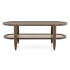Tora XL Solid Wood And Cane With Glass Coffee Table In Danish Walnut Finish