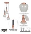 Hirst 3 Light Cascade Ceiling Pendant In Rose Gold And Black Finish Metal With Textured Clear Glass Shades