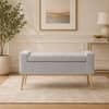 Doe Buck Upholstered Storage Bench in Grey Colour with Gold Legs