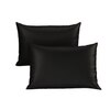 Stoa Paris Satin Pillow Covers,  Premium Plain Pillow Cover Set of 2, 68L x 45W cms - Midnight Black