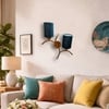 Devansh Metal Electric Wall Light in Gold Colour with Blue Shade Count of 2 Lights