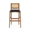 Weber Solid Wood Bar Stool (Amber Walnut Finish, Deep Blue Colour)